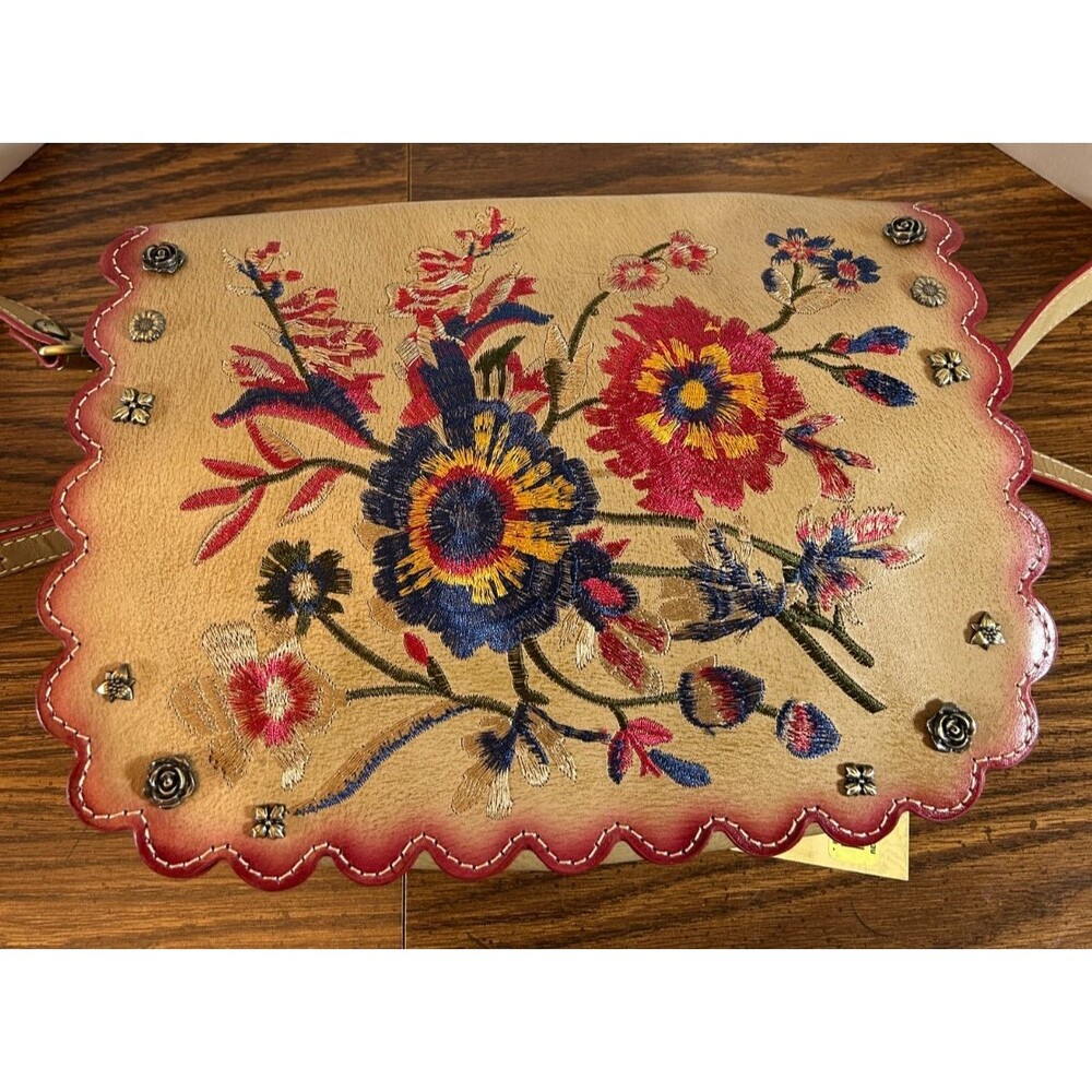Patricia Nash Vitellia Lg Flap Prairie Rose Embroidered Handbag PURSE RARE NWTS!